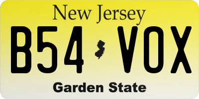 NJ license plate B54VOX