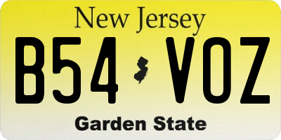 NJ license plate B54VOZ