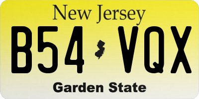 NJ license plate B54VQX