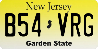 NJ license plate B54VRG