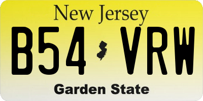 NJ license plate B54VRW