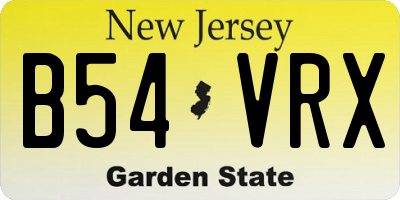 NJ license plate B54VRX