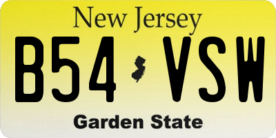 NJ license plate B54VSW