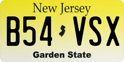 NJ license plate B54VSX