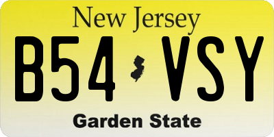 NJ license plate B54VSY
