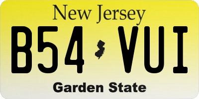NJ license plate B54VUI