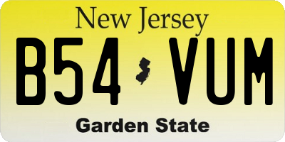 NJ license plate B54VUM