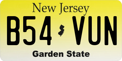 NJ license plate B54VUN