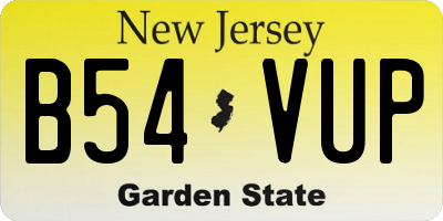 NJ license plate B54VUP