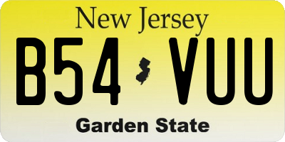 NJ license plate B54VUU