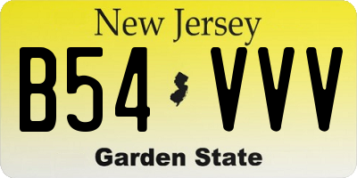 NJ license plate B54VVV