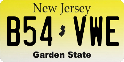 NJ license plate B54VWE