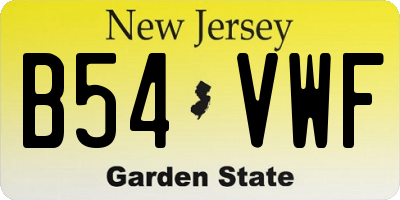 NJ license plate B54VWF