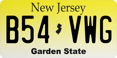 NJ license plate B54VWG