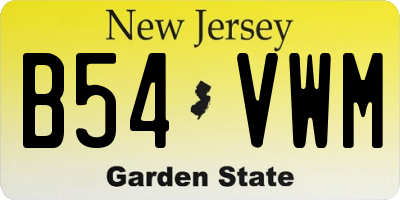 NJ license plate B54VWM