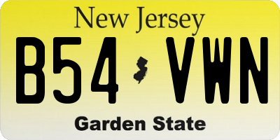 NJ license plate B54VWN