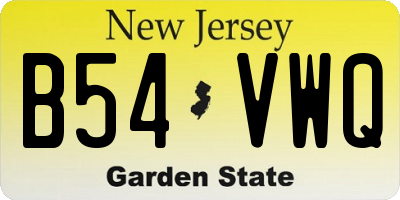 NJ license plate B54VWQ