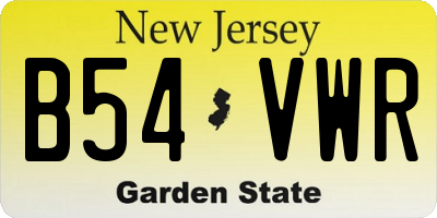 NJ license plate B54VWR