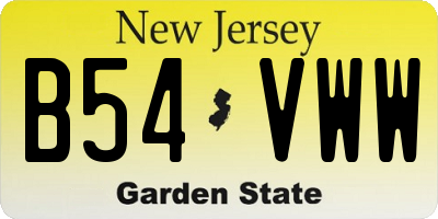 NJ license plate B54VWW