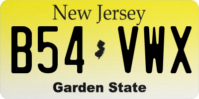 NJ license plate B54VWX