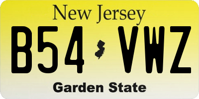 NJ license plate B54VWZ