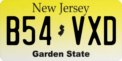 NJ license plate B54VXD