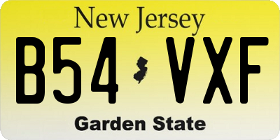 NJ license plate B54VXF