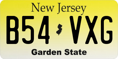 NJ license plate B54VXG