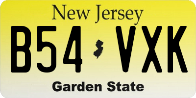 NJ license plate B54VXK