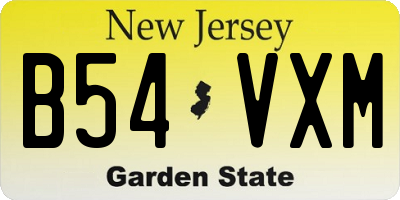NJ license plate B54VXM