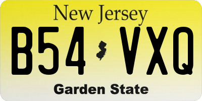 NJ license plate B54VXQ