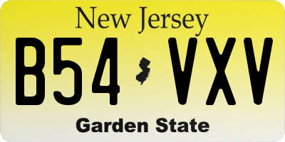 NJ license plate B54VXV
