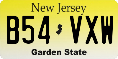 NJ license plate B54VXW