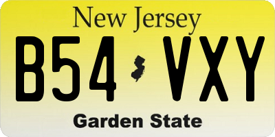 NJ license plate B54VXY