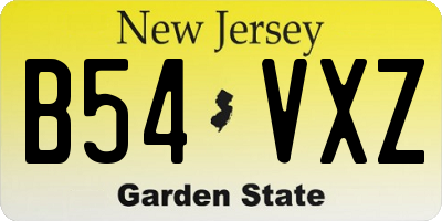 NJ license plate B54VXZ