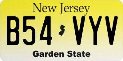 NJ license plate B54VYV