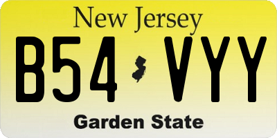 NJ license plate B54VYY