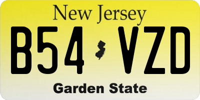 NJ license plate B54VZD
