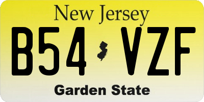 NJ license plate B54VZF
