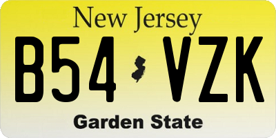 NJ license plate B54VZK