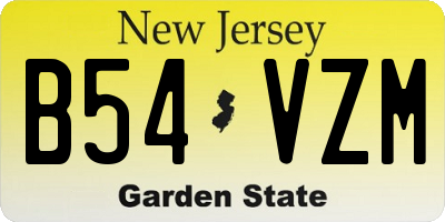 NJ license plate B54VZM