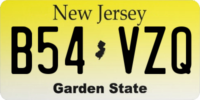 NJ license plate B54VZQ