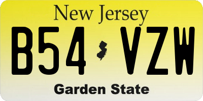 NJ license plate B54VZW