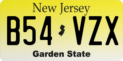 NJ license plate B54VZX