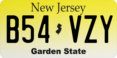 NJ license plate B54VZY