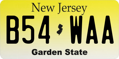 NJ license plate B54WAA