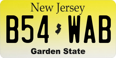 NJ license plate B54WAB