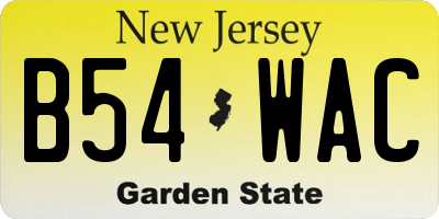 NJ license plate B54WAC