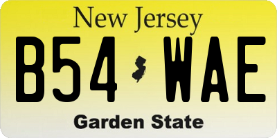 NJ license plate B54WAE