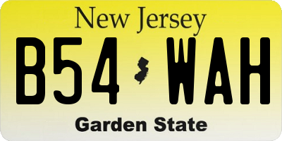 NJ license plate B54WAH
